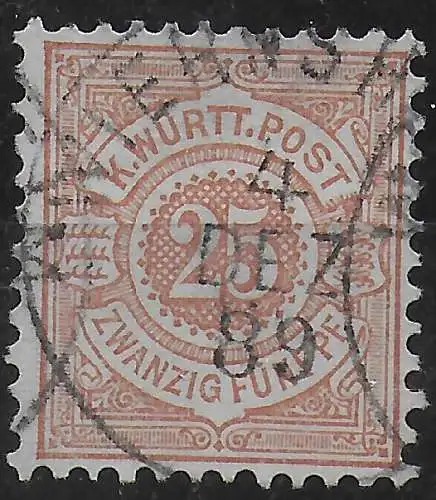 Württemberg: MiNr. 48b, gestempelt, geprüft, Luxus