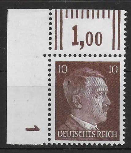 DR: MiNr. 826, postfrisch, **, Plattennummer 1