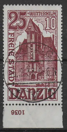 Danzig: MiNr. 264, gestempelt, Zähnung Unregelmäßig