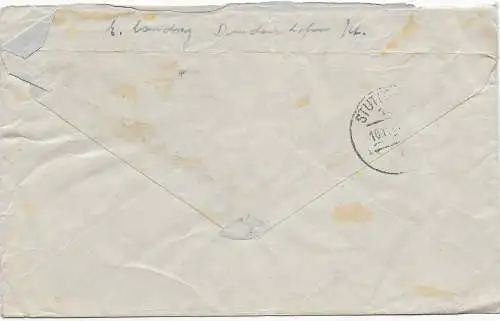 Franz. Zone: Einschreiben Dudenhofen nach Stuttgart