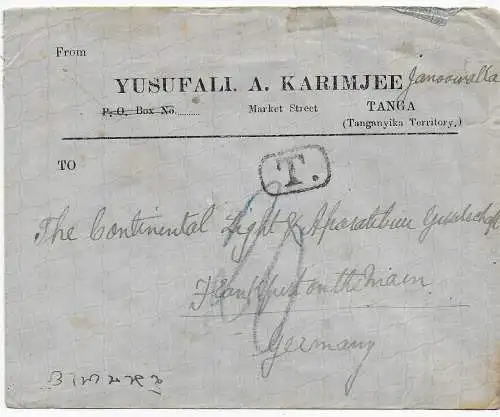 Tansania: Tanga 1930 nach Frankfurt/M, Taxe