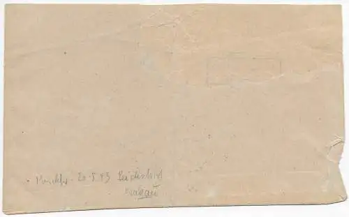 GG Generalgouvernement: Gerichtsbrief Reichhof 1943, zurück Modysobroec