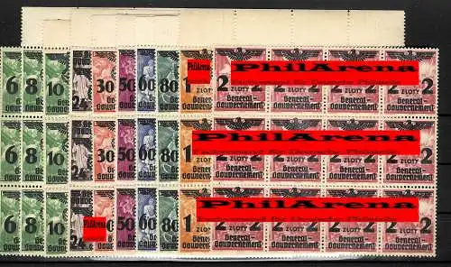 Generalgouvernement (GG) 14-39, kompletter Satz im 9er Block, postfrisch