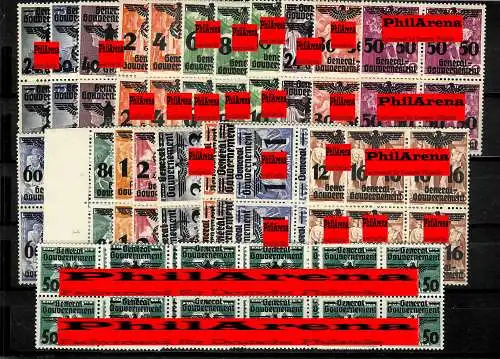 Generalgouvernement (GG) 14-39, kompletter Satz im 4er Block, postfrisch