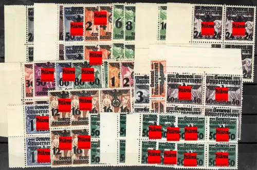 Generalgouvernement (GG) 14-39, kompletter Satz im 4er Block, postfrisch/*