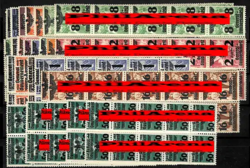 Generalgouvernement (GG) 14-39, kompletter Satz 8er Block, postfrisch