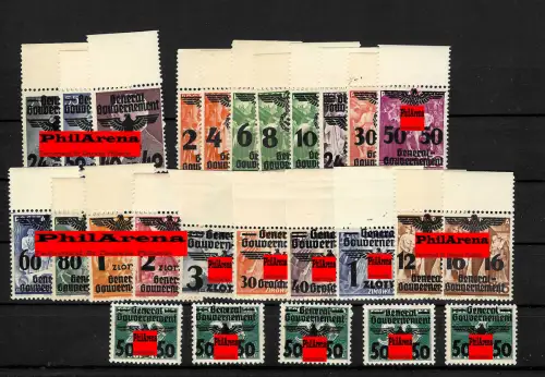 Generalgouvernement (GG) 14-39, kompletter Satz im Oberrand, postfrisch