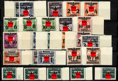 Generalgouvernement (GG) 14-39, kompletter Satz im Seitenrand, postfrisch