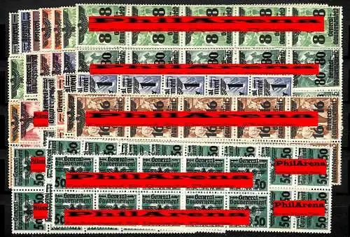 Generalgouvernement (GG) 14-39, kompletter Satz 10er Block, postfrisch