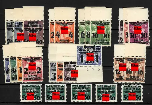 Generalgouvernement (GG) 14-39, kompletter Satz im Ober- bzw. 1x Unterrand, **
