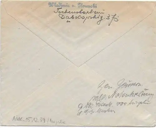 GG Generalgouvernement: Tschenstochau 13.12.39, portogerecht