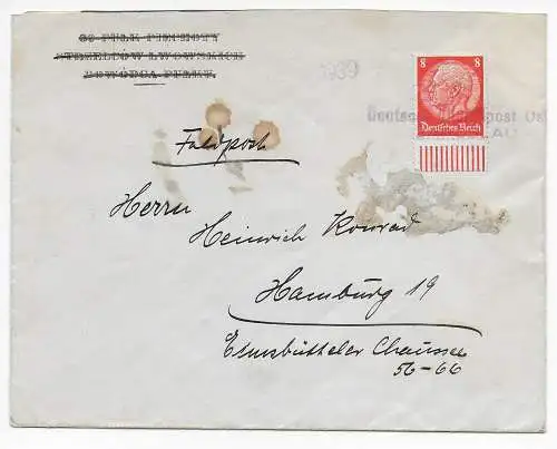 GG Generalgouvernement: Tschenstochau 19.12.39, DPO Jarolslau, Feldpost