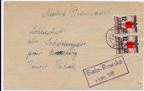 GG Generalgouvernement: portogerechter Brief Agenturstempel Biala-Rawska 1940