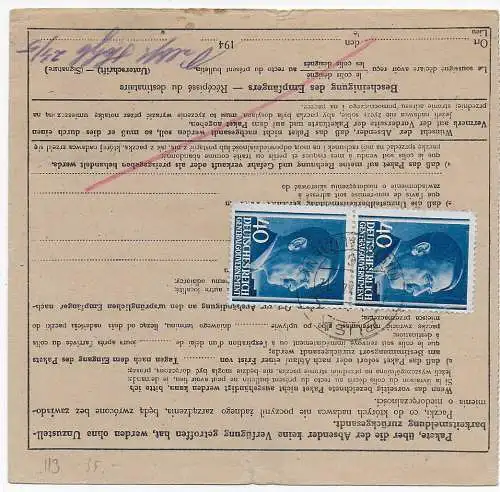 GG Generalgouvernement: Auslandspaketkarte Busko/Galizien ins Sudetenland