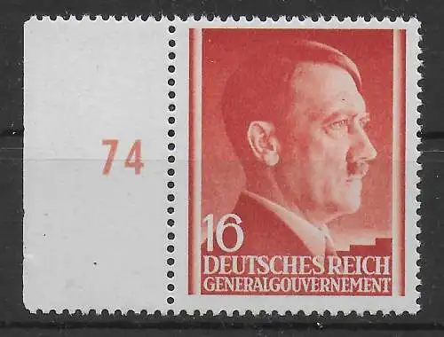 GG Generalgouvernement: MiNr.16 OR I, postfrisch: Falscher Reihenwertzähler