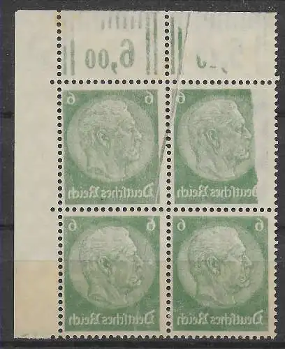 DR: Viererblock Hindenburg **, postfrisch mit Quetschfalte und Abklatsch