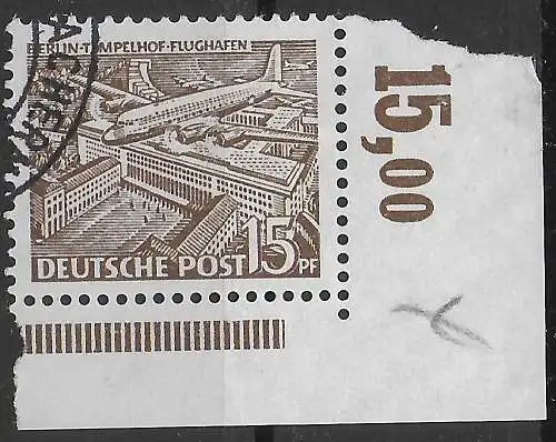 Berlin: MiNr. 48, gestempelt, Eckrand E3
