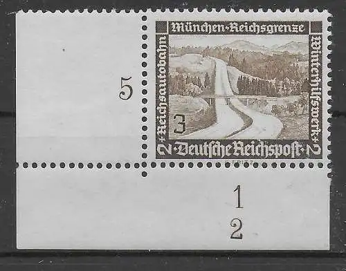 DR: MiNr. 634 **, postfrisch im Eckrand E3, Sektoren Nummer 2