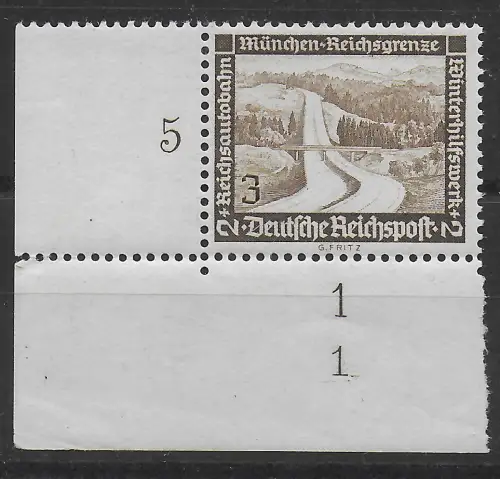 DR: MiNr. 634 ** postfrisch im Eckrand E3, Sektoren Nummer 1