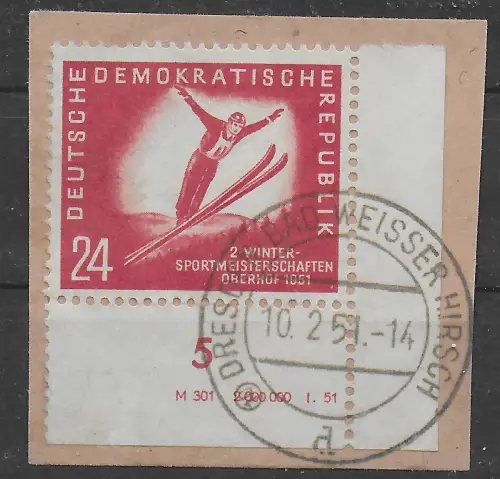 DDR: MiNr. 281 Dv, gestempelt Dresden, Bad Weisser Hirsch, 1951