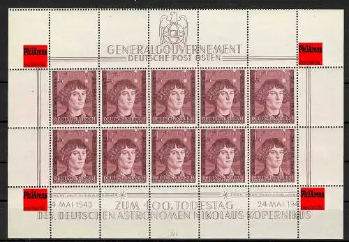 Generalgouvernement GG Kleinbogen MiNr. 104 - Kopernikus I/1 ** oben gezähnt