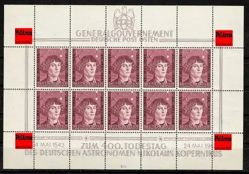 Generalgouvernement GG Kleinbogen MiNr. 104 - Kopernikus I/4 ** gebr. Achse