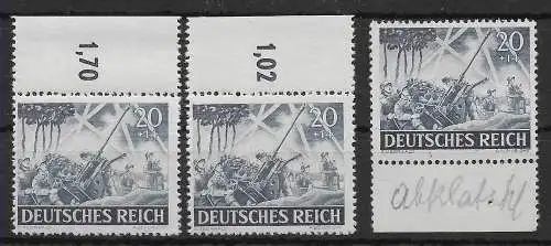 DR: MiNr. 838, 3x Teil-Abklatsch, postfrisch, **