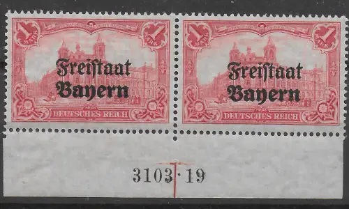 Bayern: MiNr. 148, postfrisch, HAN im Unterrand