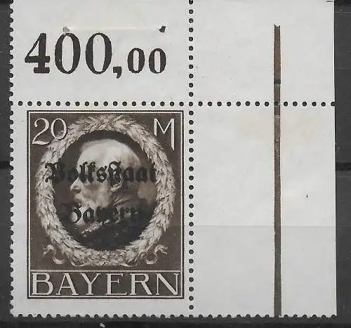 Bayern: MiNr. 133 IA, *, Eckrand