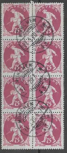 Bayern: MiNr. 186 I, 8er Block, gestempelt