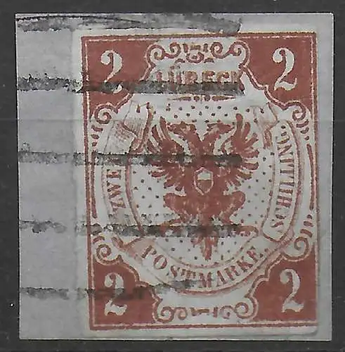 Lübeck: MiNr. 3, Briefstück, geprüft