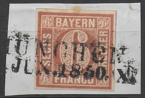 Bayern: MiNr. 4I, Luxus-Briefstück, gestempelt