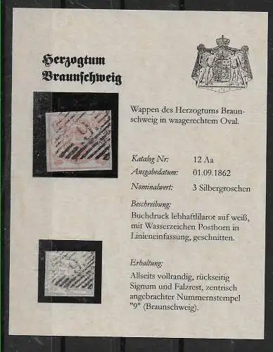 Braunschweig: MiNr. 12 Aa, gestempelt