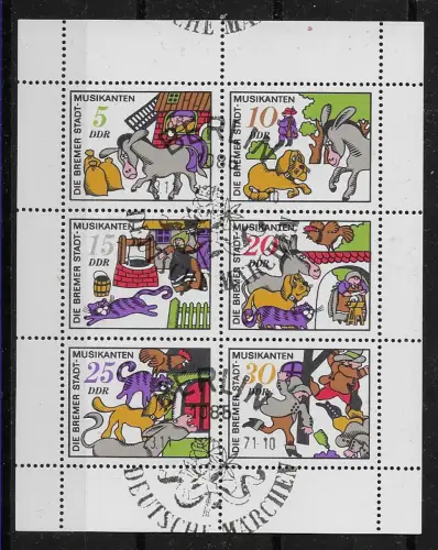 DDR: Kleinbogen 16 mit verschiedenen Ersttagsstempeln, selten