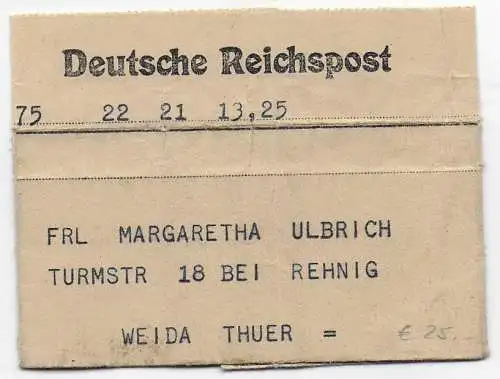 DR: Telegramm 23.2.1945 von Berlin nach Weida - spätes Telegramm