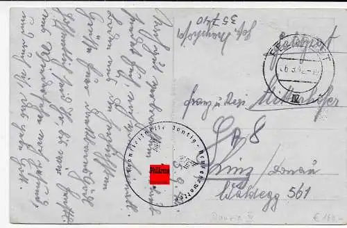 Feldpost: Ansichtskarte Danzig IV, 1942 nach Linz, FP Nr. 35740