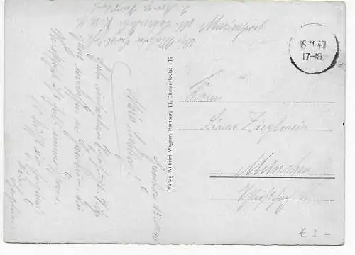 Feldpost: AK Hamburg, Stummer Stempel 1940 nach München