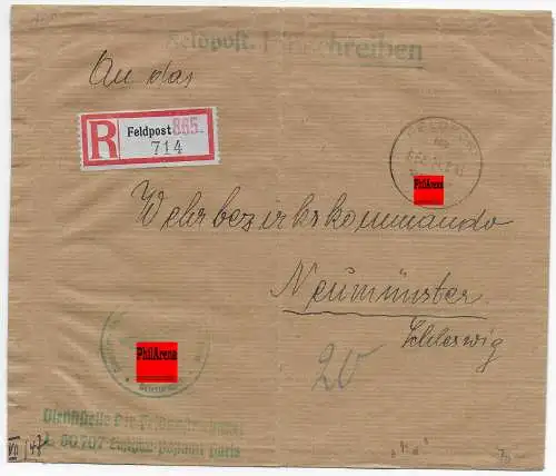 Feldpost: Einschreiben FPNr. L 50707 Paris nach Neumünster