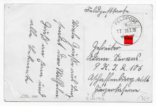 Feldpost: AK Linz, 1938 als sehr frühe Feldpost nach Österreich