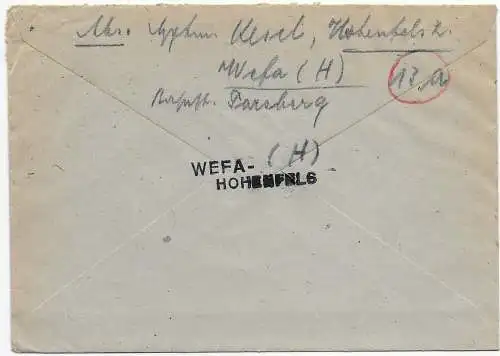 Feldpost: WEFA-H, Hohenfels 20.12.1944 nach München