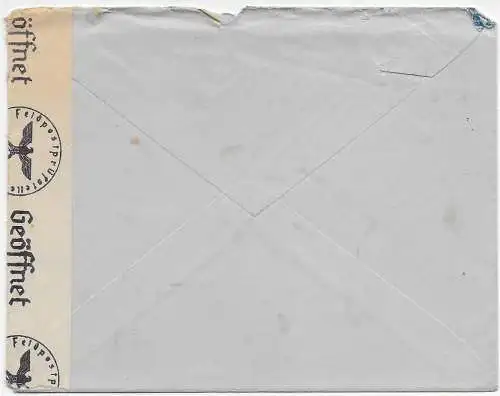 Feldpost: FPNr. L52326 München, 1943, Zensur: Feldpostprüfstelle