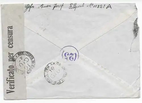 Feldpost: FPNr. 11321A eines Südtirolers nach Bozen, 1944, OKW + Italien. Zensur