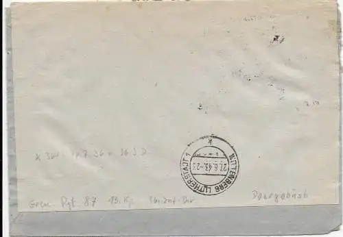 Feldpost: FPNr. 17848 Dorogobusk an OB Wittenberg 1943, Einschreiben, 