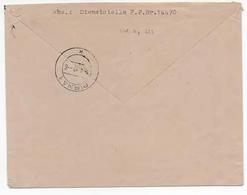Feldpost: FPNr. 14470 als Einschreiben nach Pirna 1942