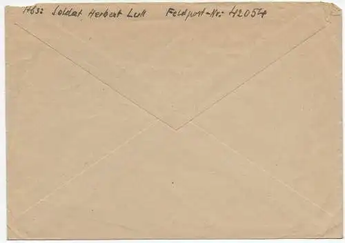 Feldpost: aptierter und stummer Stempel 1942 von FPNr. 42054