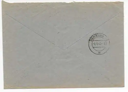Feldpost: Einschreiben FPNr. 27290 an Standesamt Hamburg, violette Stempelfarbe