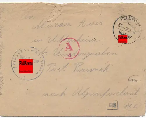 Feldpost: 1944 Alpenvorland: Südtiroler Soldate nach Bozen, OKW Zensur