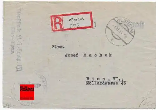 Feldpost: Einschreiben Wien: Heranziehungsbefehl zur Flakgruppe Lobau, 1944