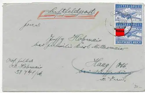 Feldpost: Luftfeldpost FPNr. 58741 nach Haag, 1943