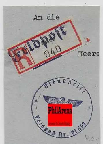 Feldpost: Feldpost R-Zettel, provisorisch mit Überdruck Trier